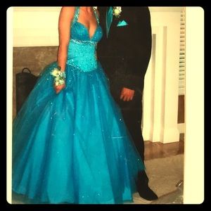 Mori Lee blue prom dress